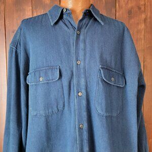 Britches Men XXL Heavyweight Denim ButtonUp Shirt Dark Wash 100% Cotton Workwear